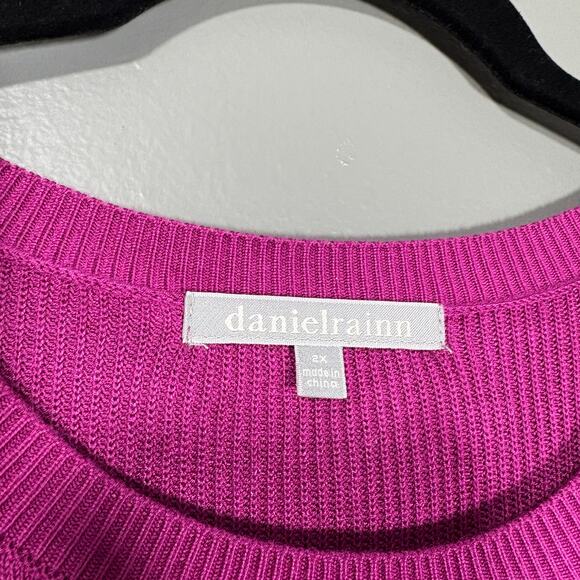 Daniel Rainn Retro Pink Crochet Lace Trim Sweater - Size 2X - Women's Plus Size - Picture 5 of 7